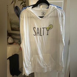 White 'Salty' Hoodie with Lime Graphic - Mens or Womens